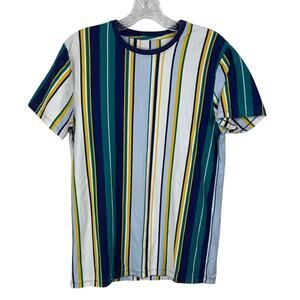 San Francisco Work Shirts Striped Tee Colorful Vertical Stripes Men's Medium